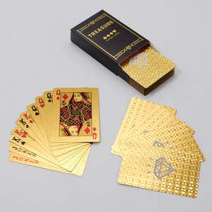 Custom Plastic Waterproof Black Playing Cards Gold Plated Poker