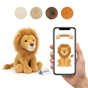 Realistic Savanna lion Stuffed Toy Full Shaggy Orange Mane Seated Posture Assorted Plush Textile Material Customizable Wildlife