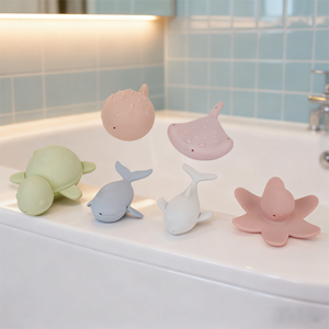 Silicone Baby Sea Animal Bath Toys Set